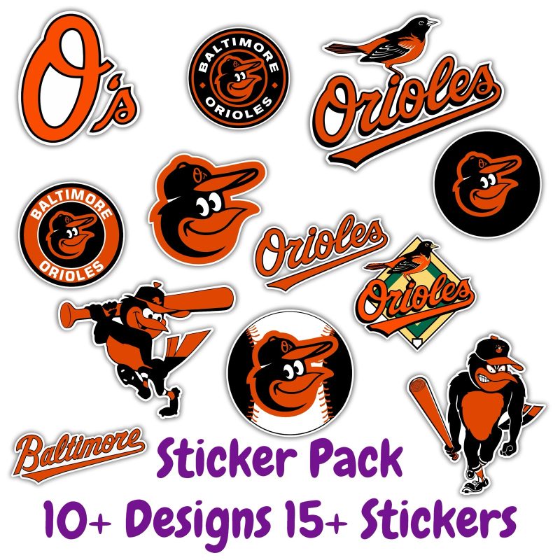 Baltimore Orioles Sticker Pack; Hydroflask decal ; Laptop Decal ; Yeti Decal; Cell phone Decal; Vinyl Car Decal- Custom Size