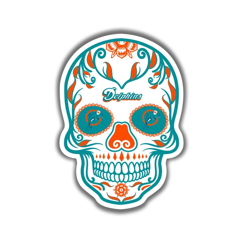 Miami Dolphins - Sugar Skull - Temporary Tattoo