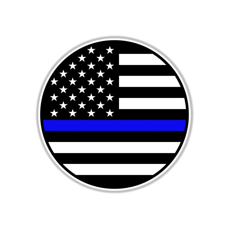 Blue Line American Flag Circle - Full Color Vinyl Decal - custom size