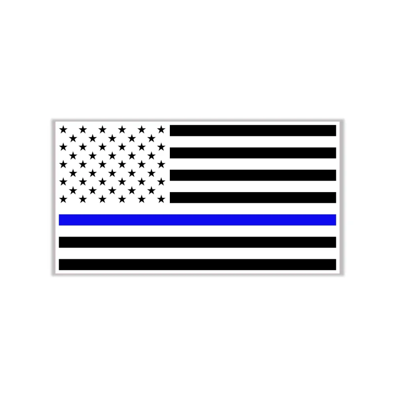 Blue Line American Flag Full Color Vinyl Decal - custom size