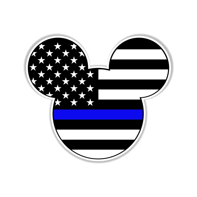 Blue Line American Flag Mickey - Full Color Vinyl Decal - custom size