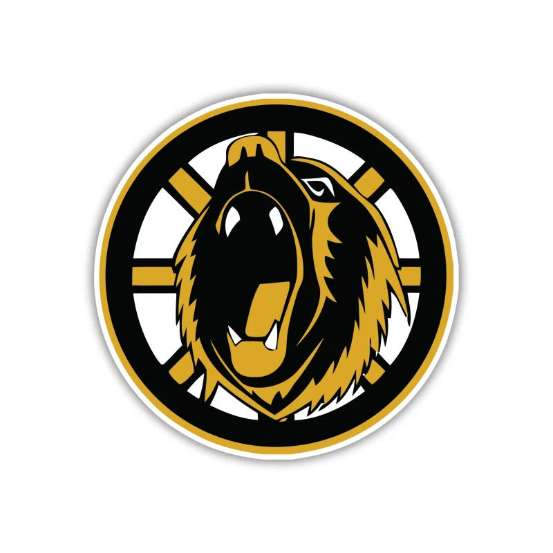 Boston Bruins - Circle With Bears Head - Iron On DTF Transfer - Custom Size