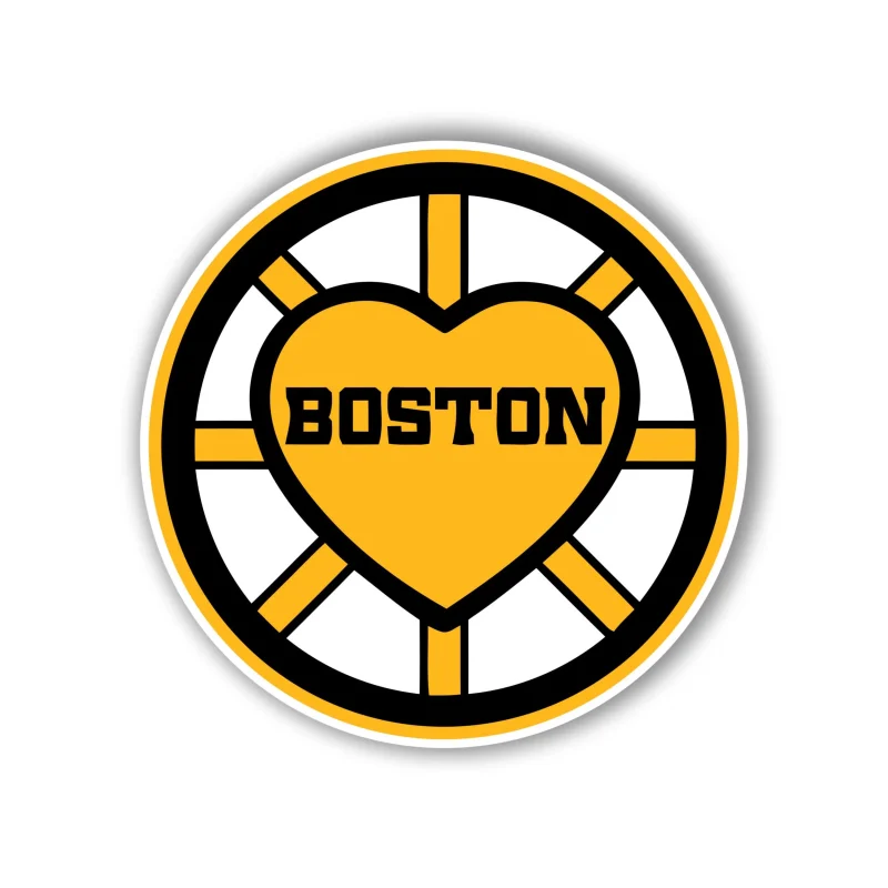 Boston Bruins - Circle With Heart - Full Color Vinyl Sticker - Custom Size