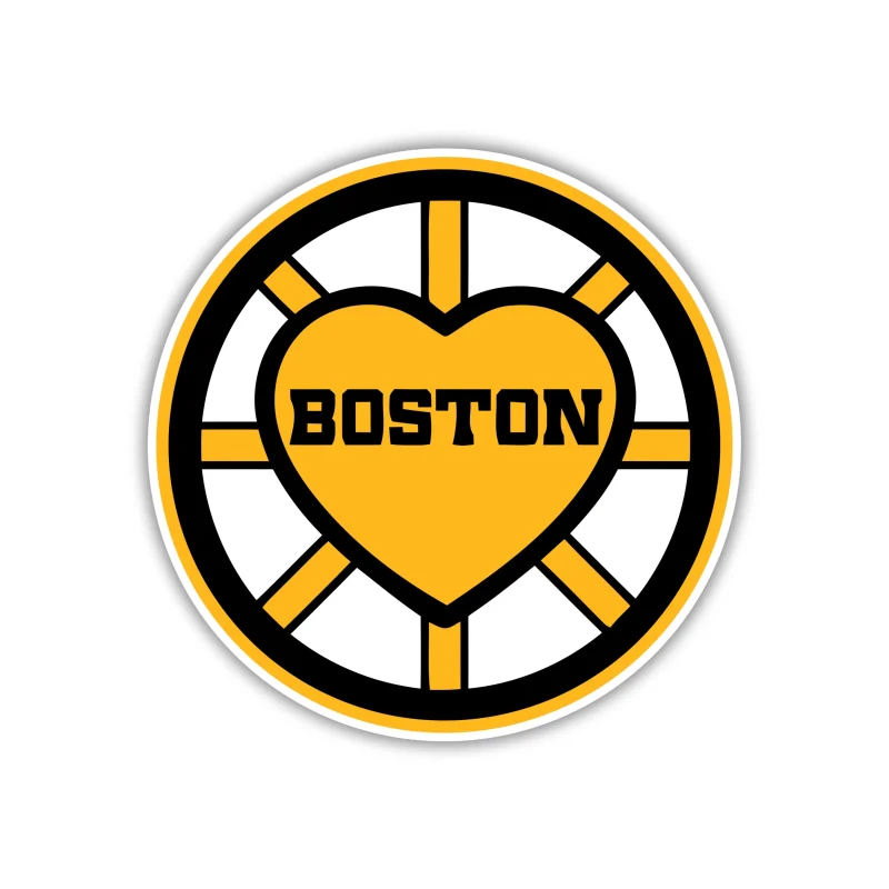 Boston Bruins - Circle With Heart - Iron On DTF Transfer - Custom Size