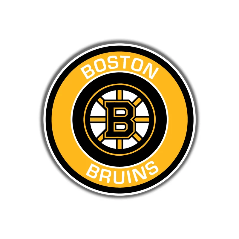 Boston Bruins - Circle With Name - Full Color Vinyl Sticker - Custom Size