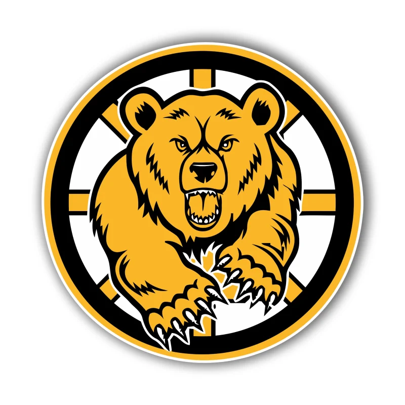 Boston Bruins - Circle With Yellow Bear - Iron On DTF Transfer - Custom Size