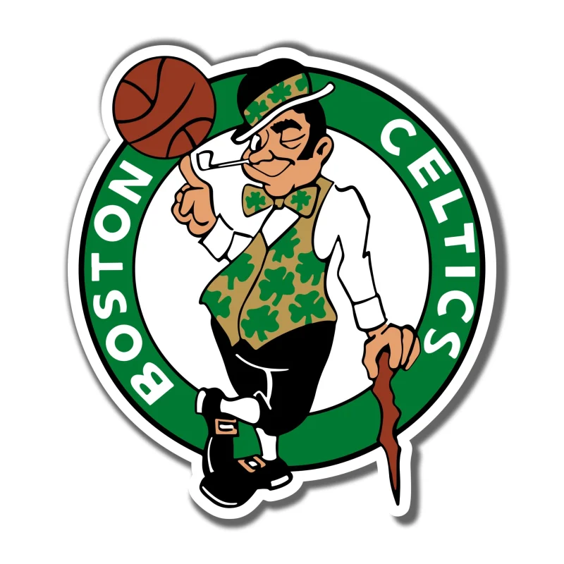 Boston Celtics - Circle With Leprechaun In Middle - Full Color Vinyl Sticker - Custom Size
