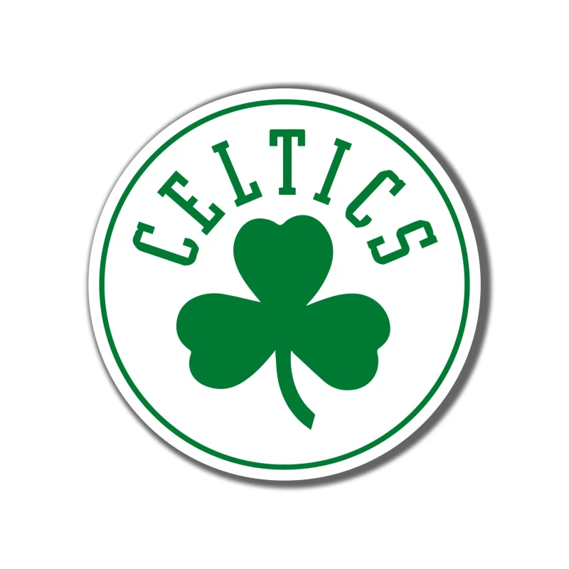 Boston Celtics - White Circle With Clover - Full Color Vinyl Sticker - Custom Size