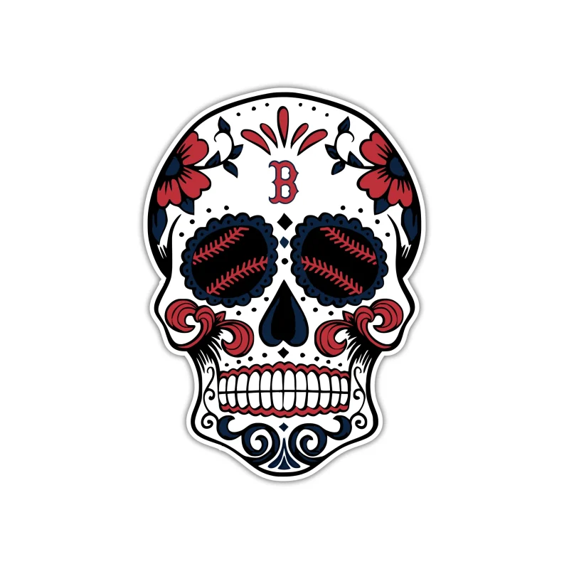 Boston Red Sox - Sugar Skull with Baseball Eyes - Iron On DTF Transfer - Custom Size