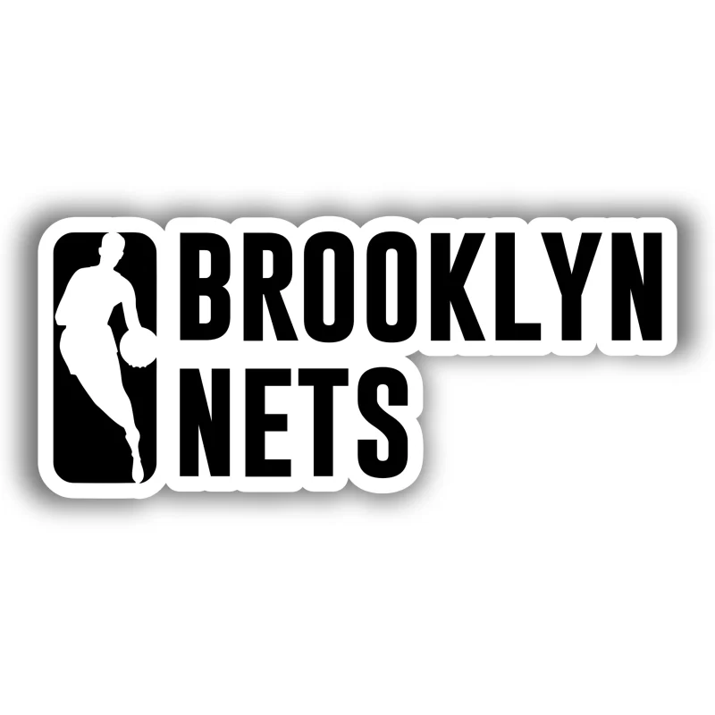 Brooklyn Nets - NBA Logo With Name - Full Color Vinyl Sticker - Custom Size