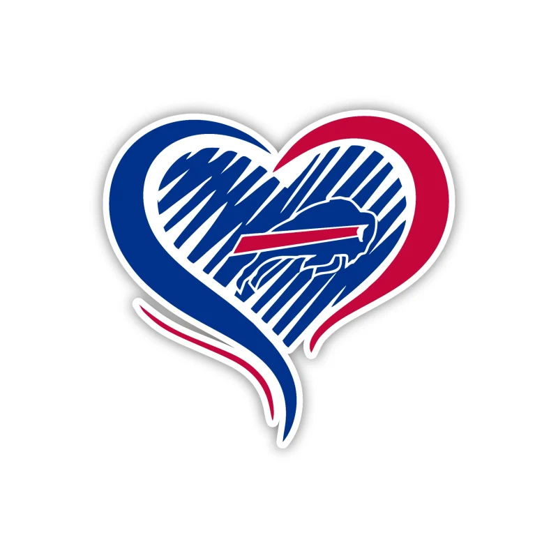 Buffalo Bills - Blue and Red Heart - Temporary Tattoo