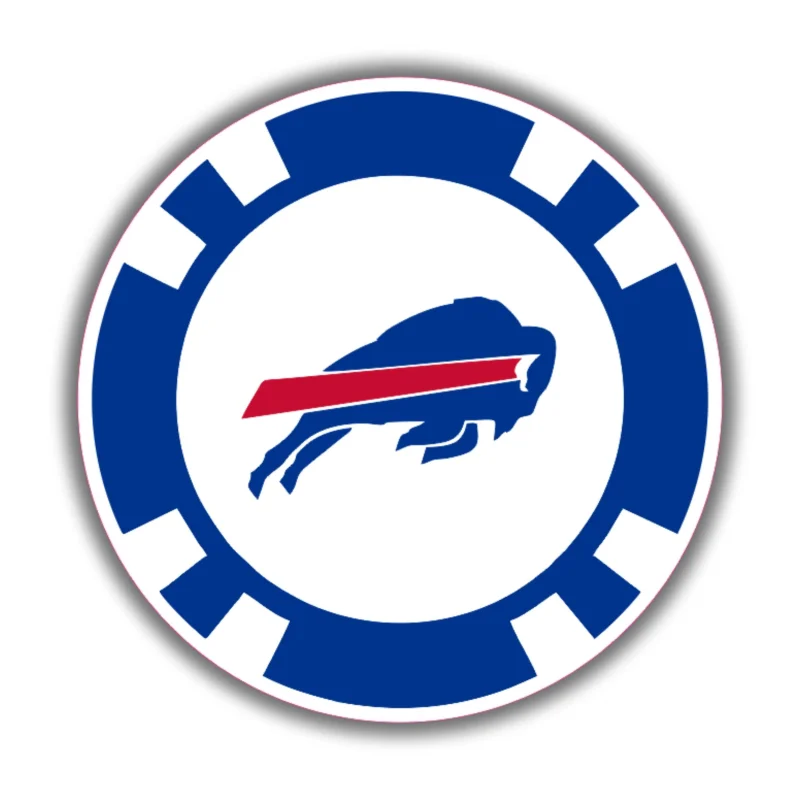 Buffalo Bills - Poker Chip - Full Color Vinyl Sticker - Custom Size