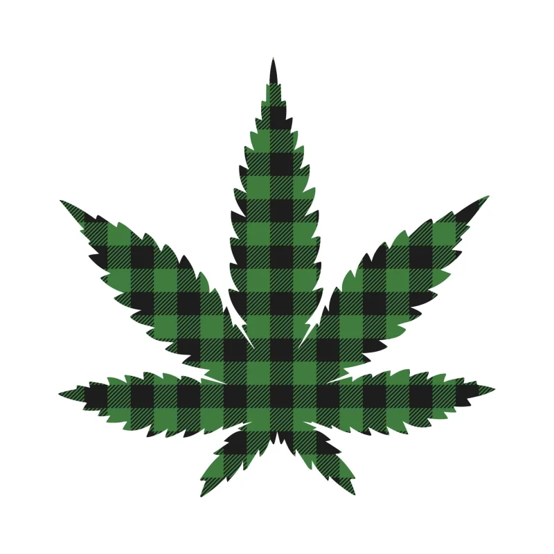 BUFFALO PLAID MARIJUANA LEAF - Iron On DTF Transfer - Custom Size