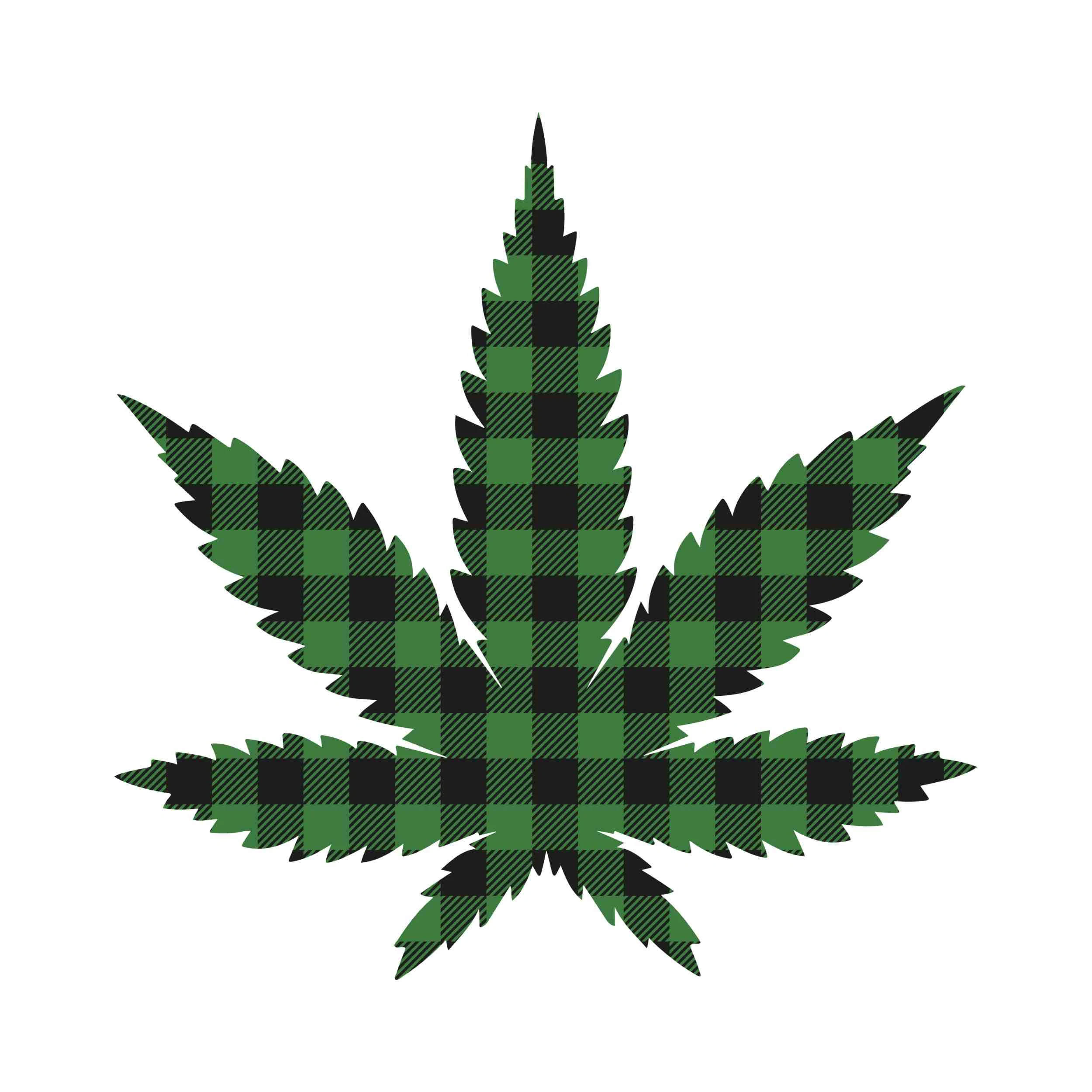 BUFFALO PLAID MARIJUANA LEAF - Iron On DTF Transfer - Custom Size