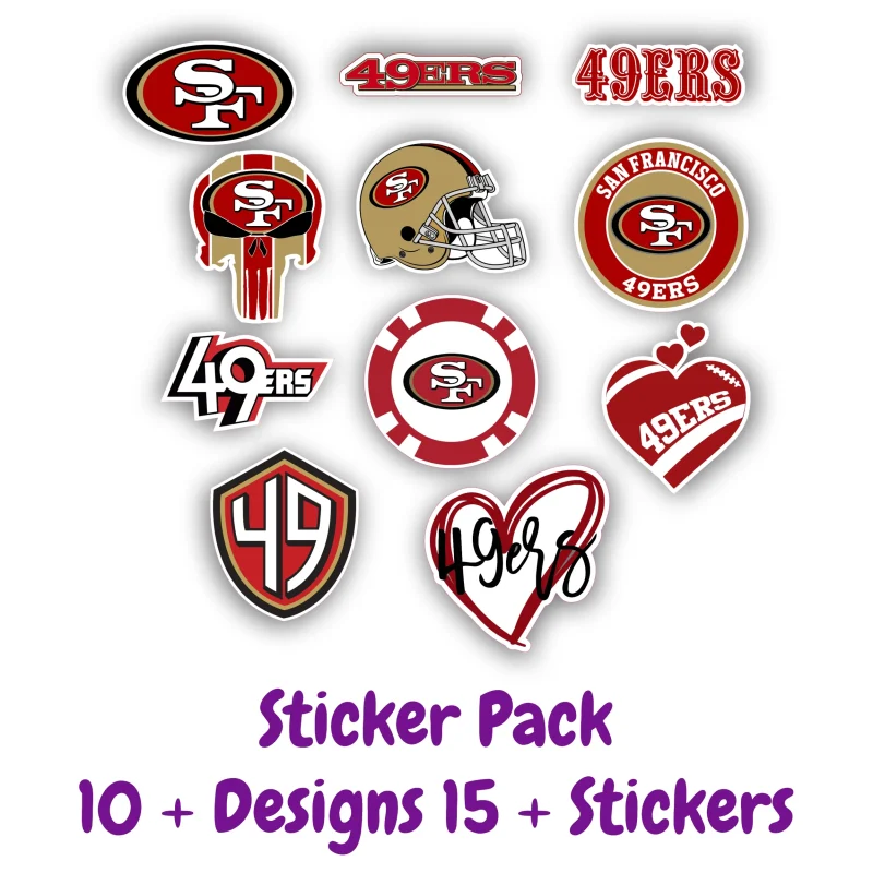 San Francisco 49ers Sticker Pack;  ; Laptop Decal ; Yeti Decal;  Cell phone Decal;  Vinyl Car Decal