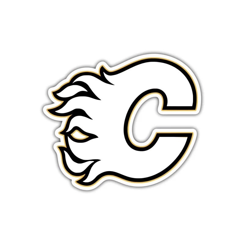 Calgary Flames - White C - Full Color Vinyl Sticker - Custom Size