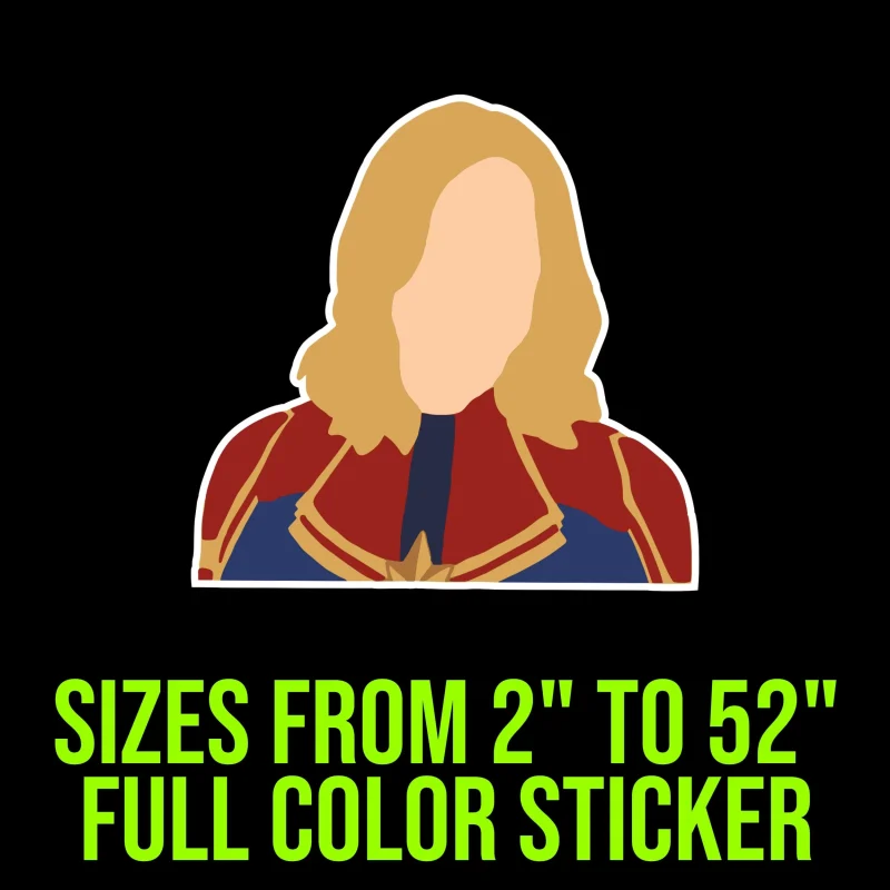 Captain Marvel - Full Color Vinyl Sticker - Custom Size