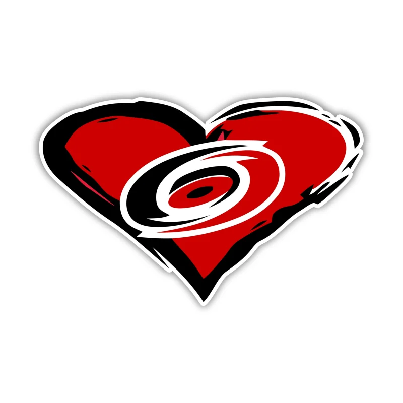 Carolina Hurricanes - Heart With Hurricane In Middle - Iron On DTF Transfer - Custom Size