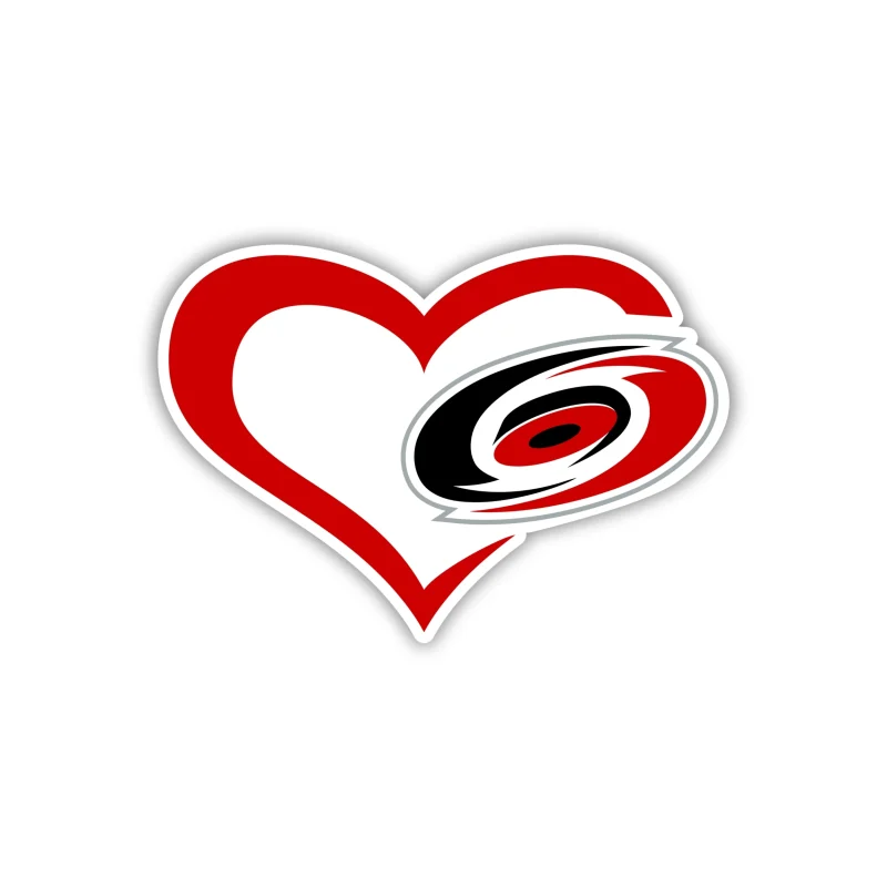 Carolina Hurricanes - Heart With Hurricane On Side - Iron On DTF Transfer - Custom Size