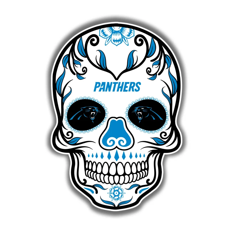 Carolina Panthers - Sugar Skull - Temporary Tattoo