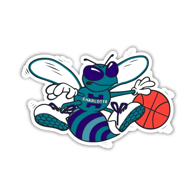 Charlotte Hornets - Hornet With Basketball - Iron On DTF Transfer - Custom Size