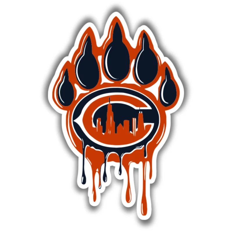 Chicago Bears - Bear Head- Full Color Vinyl Sticker - Custom Size