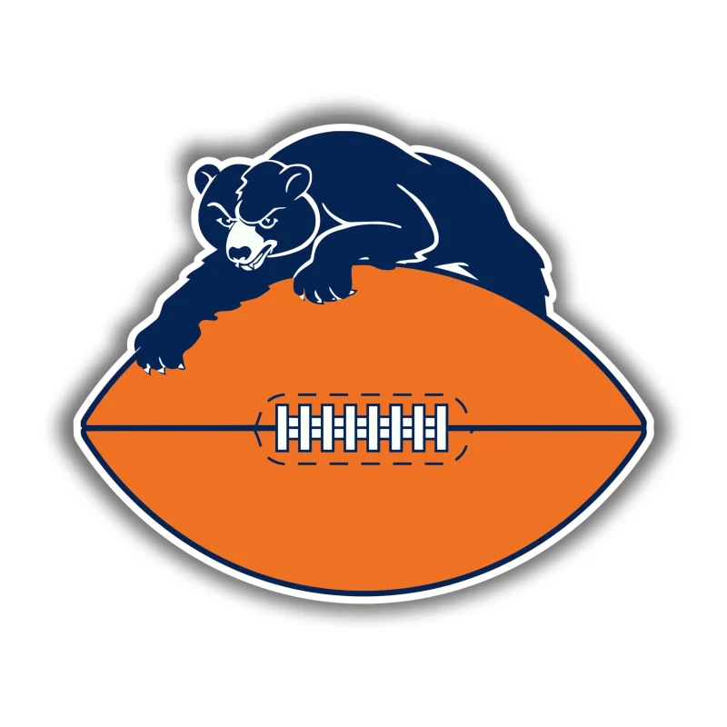 Chicago Bears - Bear on Football - Iron On DTF Transfer - Custom Size