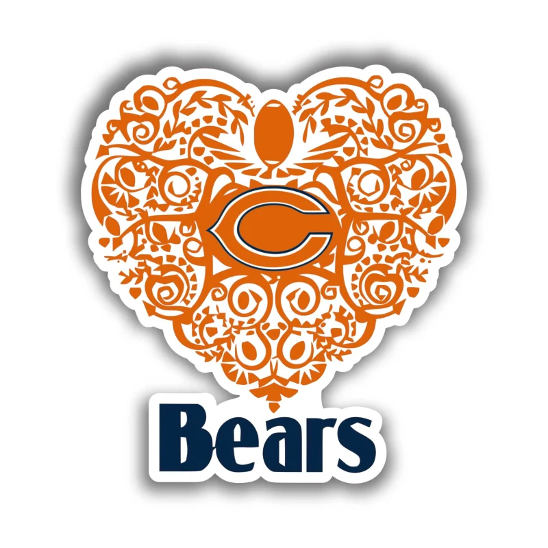 Chicago Bears - Heart with C - Iron On DTF Transfer - Custom Size
