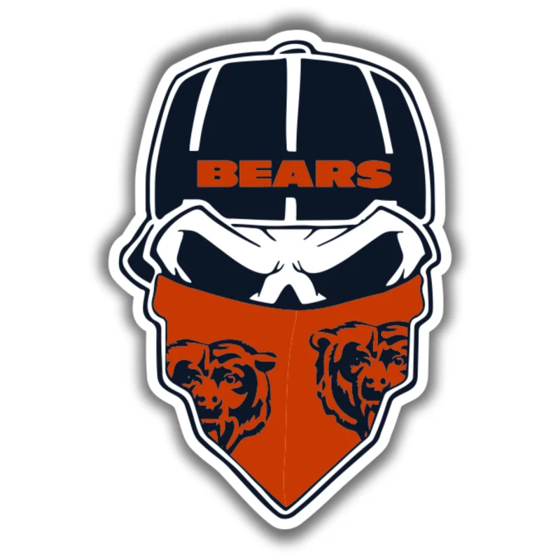 Chicago Bears - Skull With Cap - Temporary Tattoo