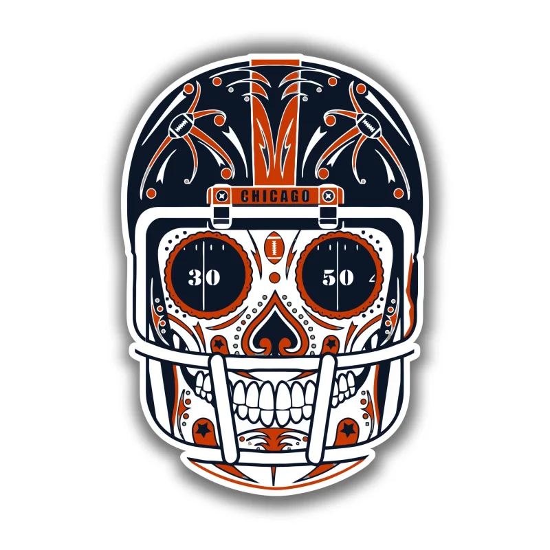 Chicago Bears - Sugar Skull with Helmet - Temporary Tattoo