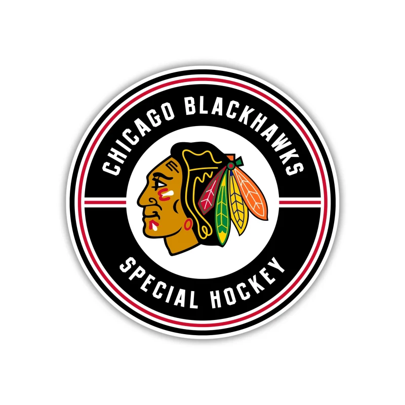 Chicago Blackhawks - Circle Special Hockey - Full Color Vinyl Sticker - Custom Size