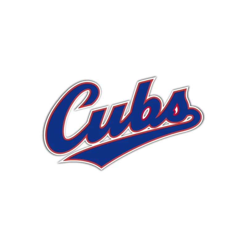 Chicago Cubs - Cursive Cubs - Full Color Vinyl Sticker - Custom Size