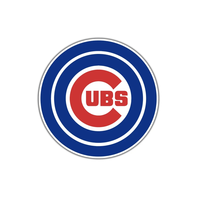 Chicago Cubs - Double Circle With Cubs In Middle - Full Color Vinyl Sticker - Custom Size