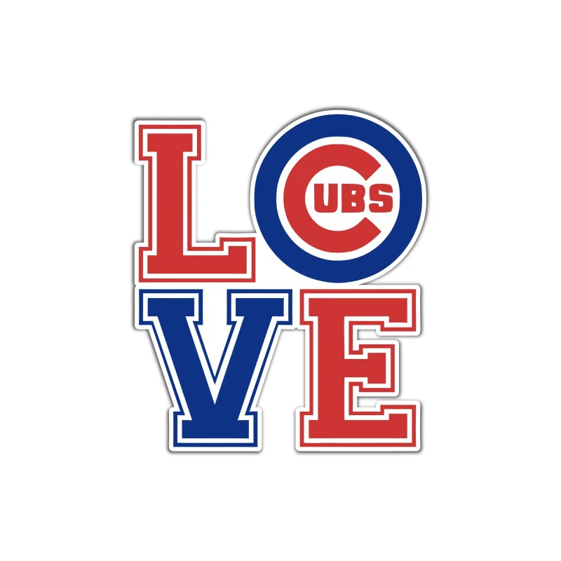 Chicago Cubs - Love - Full Color Vinyl Sticker - Custom Size