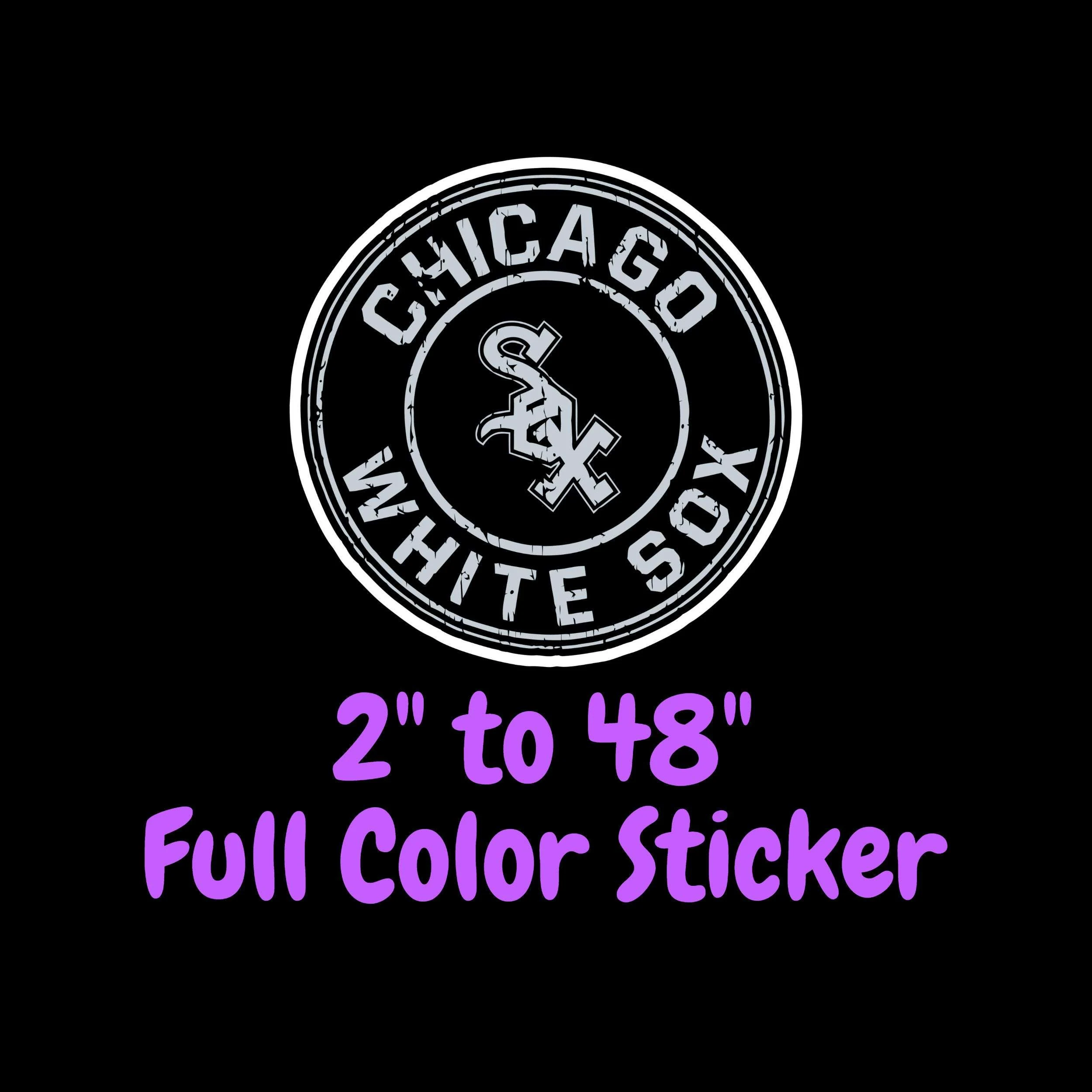 Chicago White Sox - Black and Gray Circle - Full Color Vinyl Sticker - Custom Size