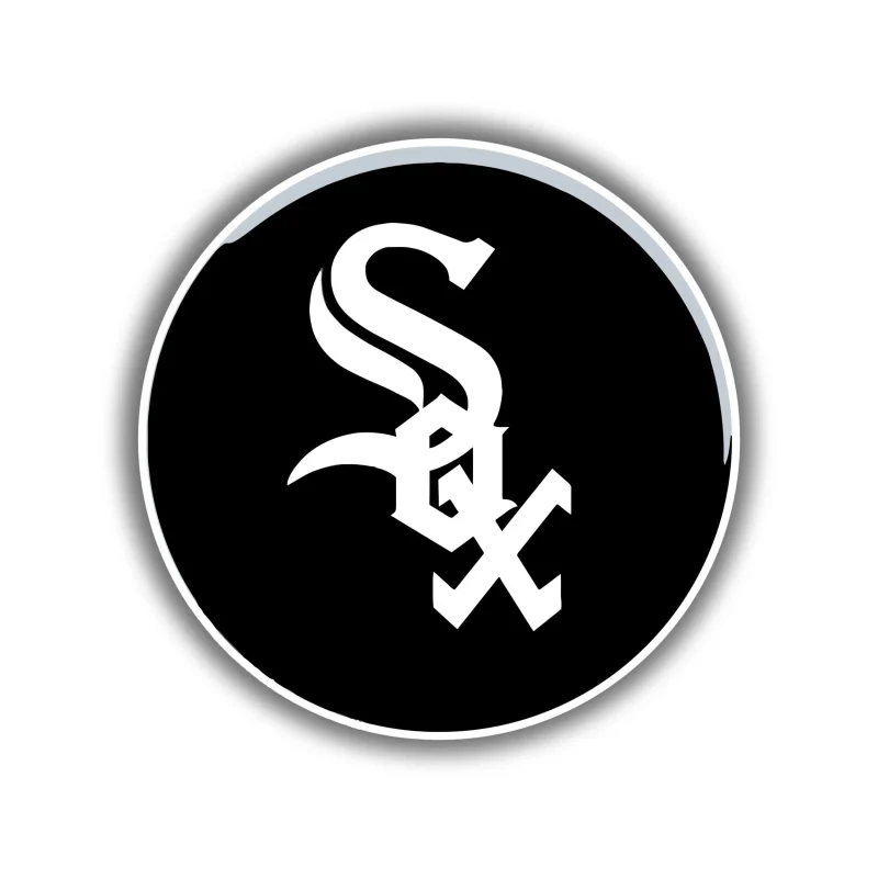 Chicago White Sox - Black Circle with White Sox - Iron On DTF Transfer - Custom Size