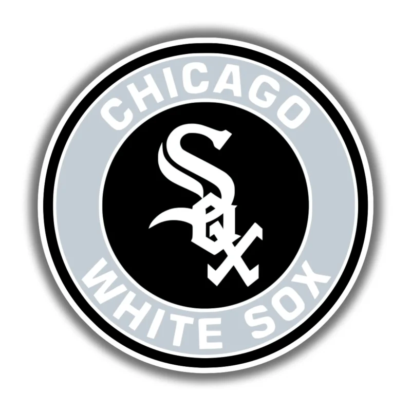Chicago White Sox - Gray Circle with White Words - Iron On DTF Transfer - Custom Size