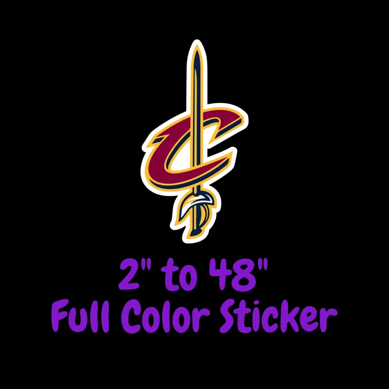 Cleveland Cavaliers - C With Sword - Full Color Vinyl Sticker - Custom Size