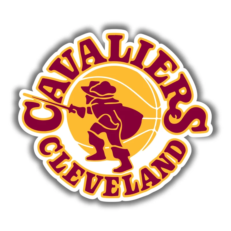 Cleveland Cavaliers - Gold Basketball With Maroon Name - Iron On DTF Transfer - Custom Size