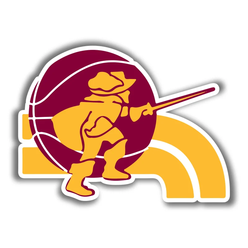 Cleveland Cavaliers - Maroon Basketball With Gold Guy - Temporary Tattoo