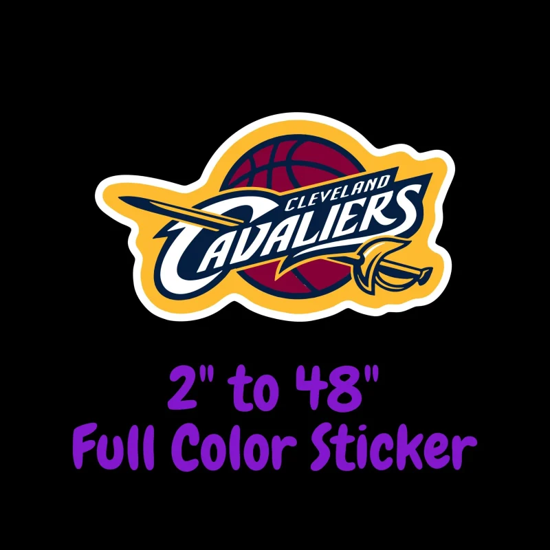 Cleveland Cavaliers - Maroon Basketball With Name - Full Color Vinyl Sticker - Custom Size
