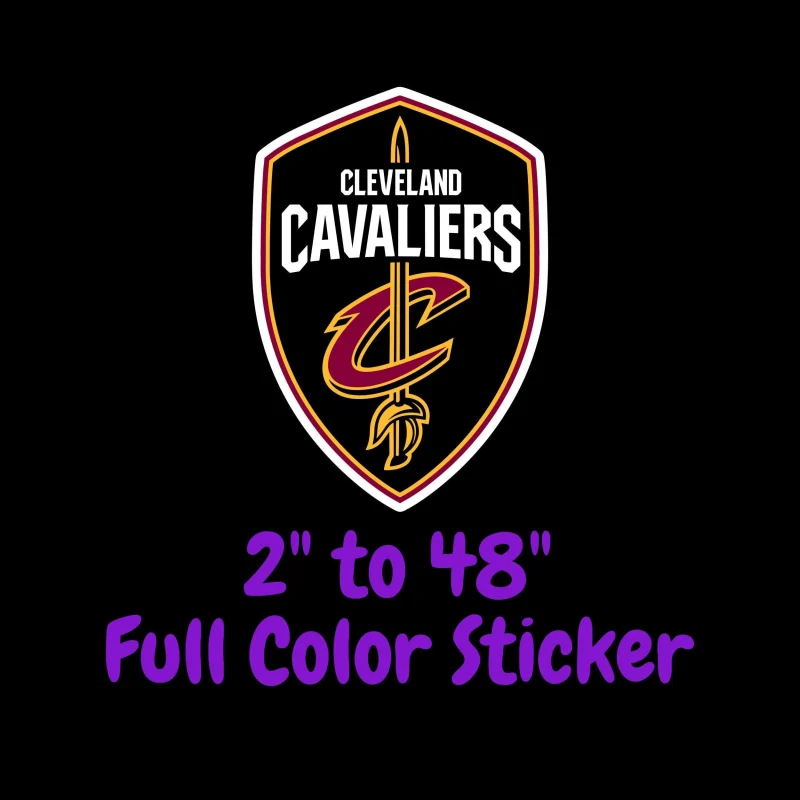 Cleveland Cavaliers - Shield With Name - Full Color Vinyl Sticker - Custom Size