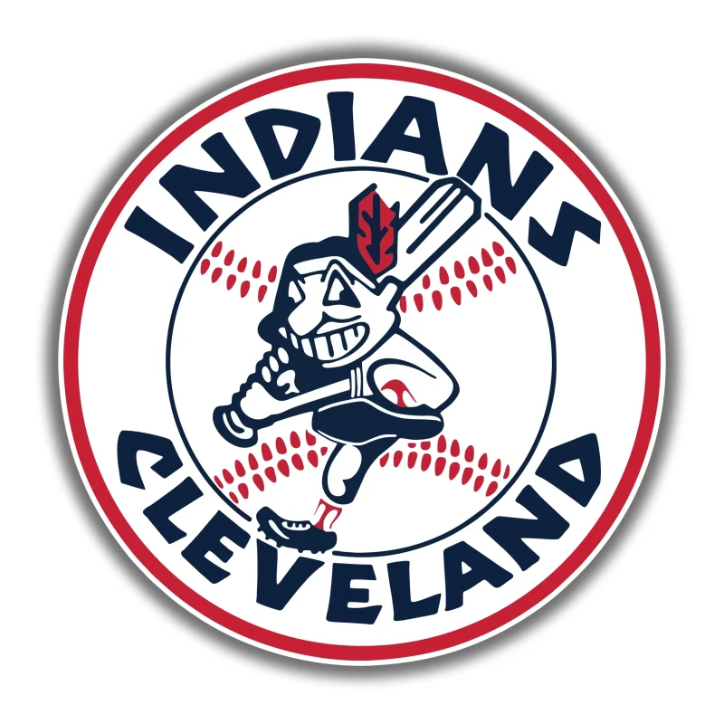Cleveland Indians - White Circle with Chief Wahoo - Temporary Tattoo