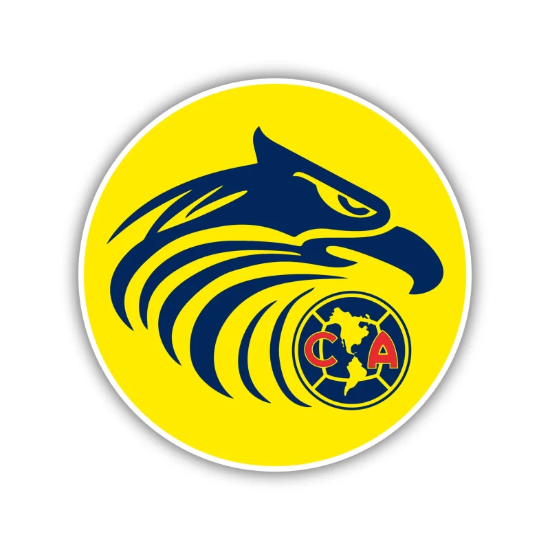Club America - Yellow Circle With Eagle Head - Iron On DTF Transfer - Custom Size