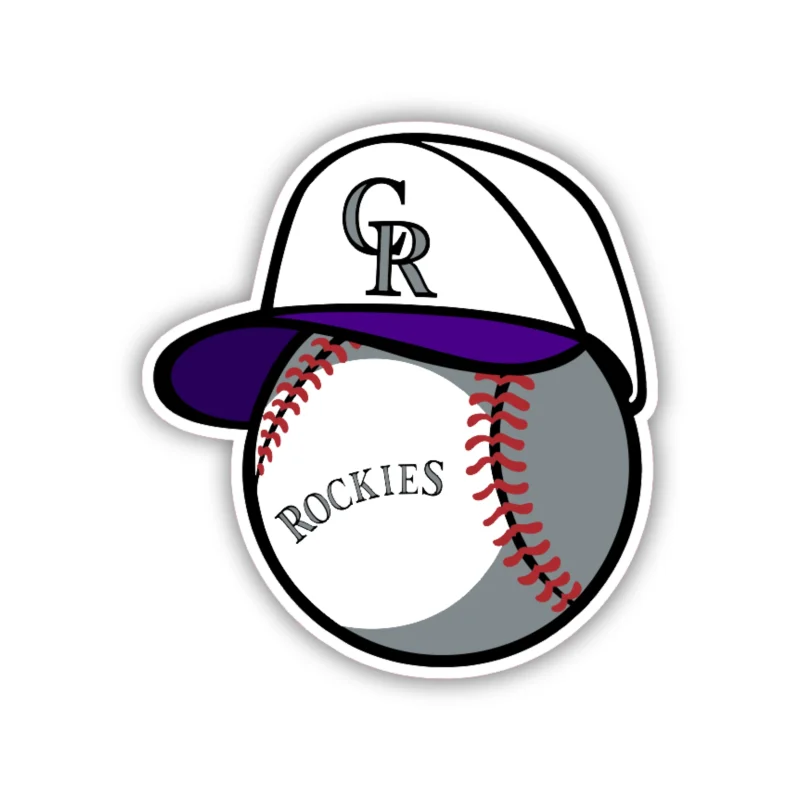 Colorado Rockies - Baseball with Hat - Iron On DTF Transfer - Custom Size