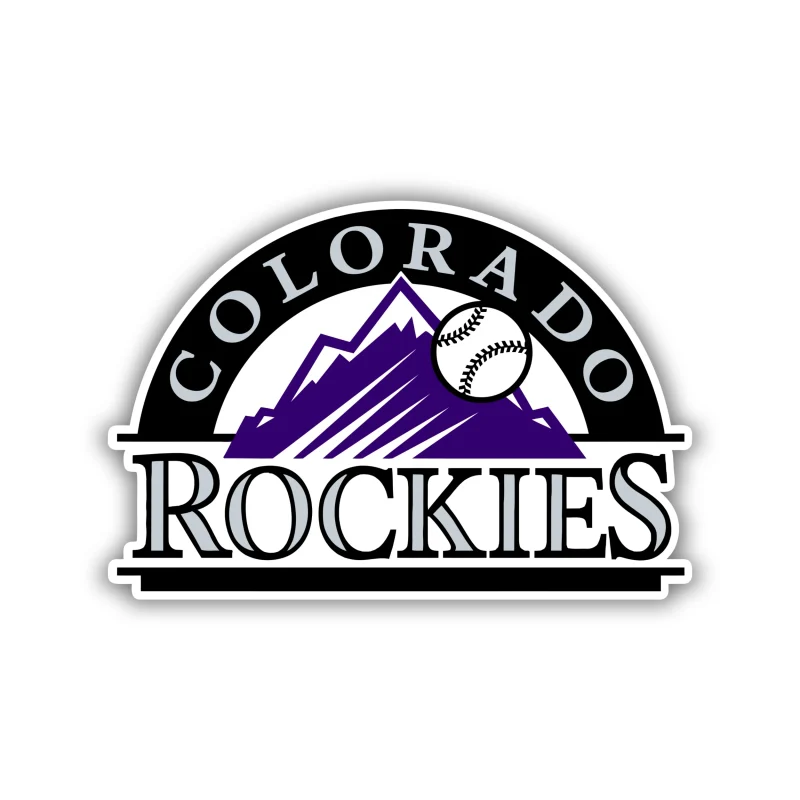 Colorado Rockies - Black and Purple With Mountains - Full Color Vinyl Sticker - Custom Size
