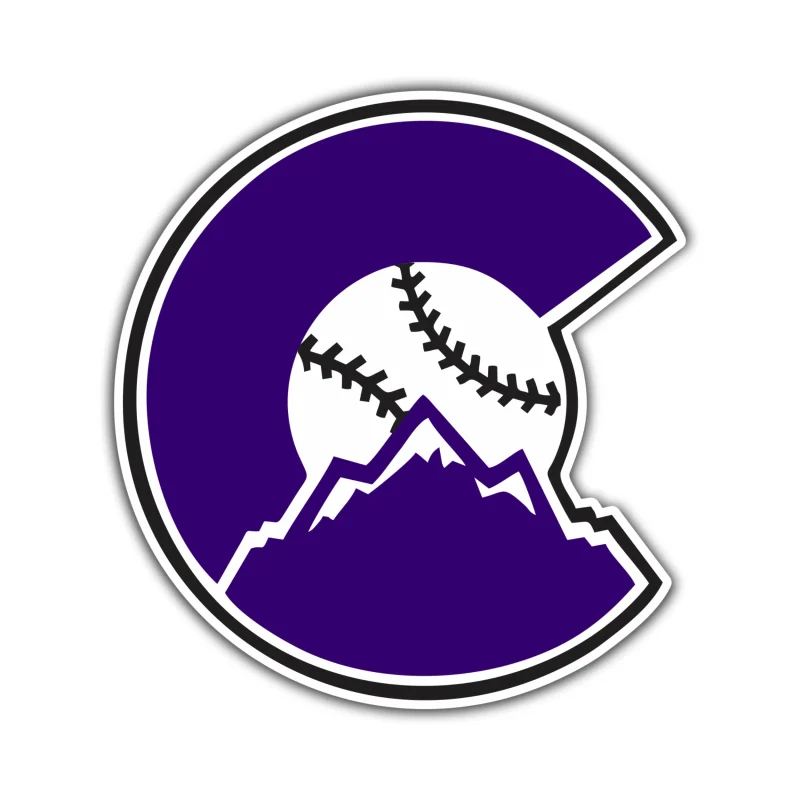 Colorado Rockies - C With Baseball And Mountains - Full Color Vinyl Sticker - Custom Size