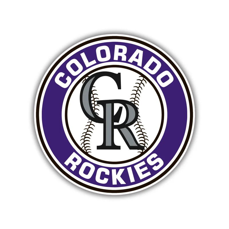 Colorado Rockies - Purple Circle With Baseball - Full Color Vinyl Sticker
