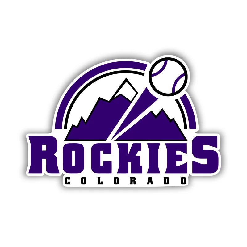 Colorado Rockies - Purple Rockies With Mountain - Full Color Vinyl Sticker - Custom Size