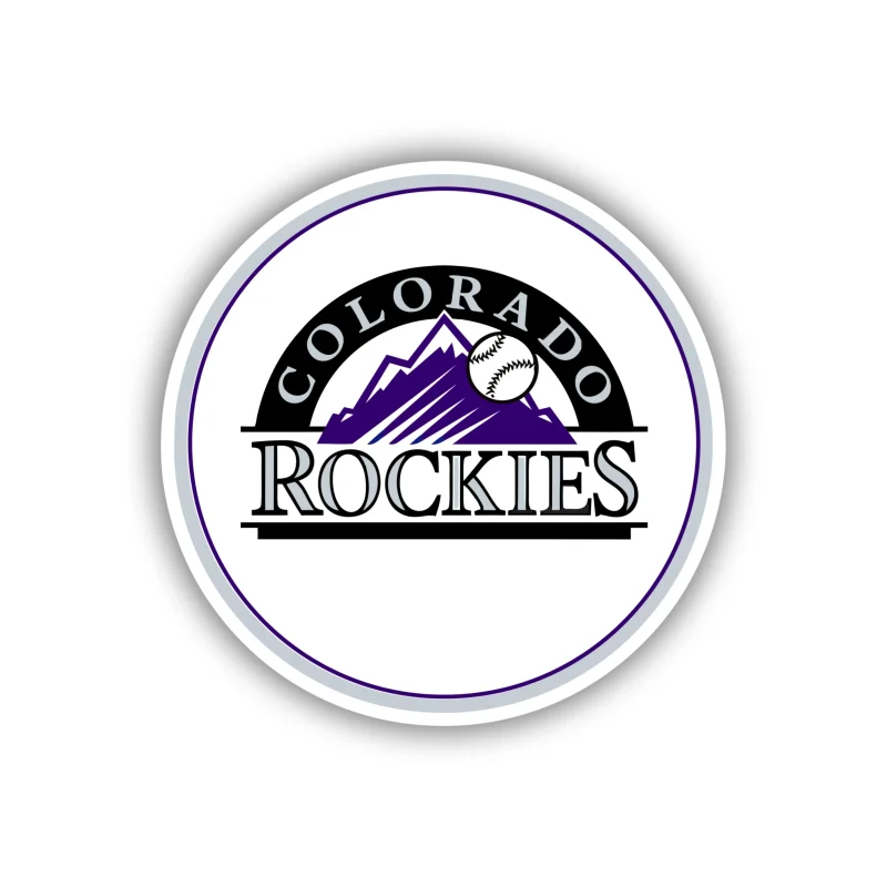 Colorado Rockies - White Circle - Full Color Vinyl Sticker - Custom Size
